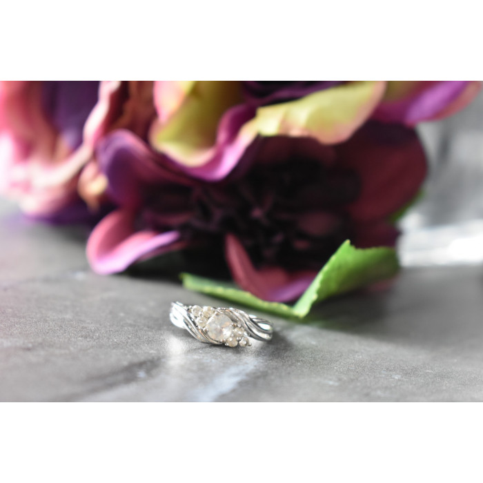 Sky Jewelry Серебряное кольцо с белым Топазом