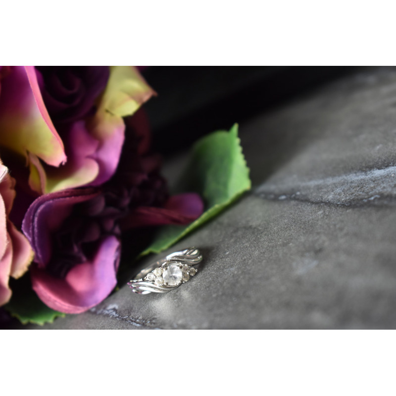 Sky Jewelry Серебряное кольцо с белым Топазом