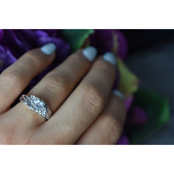 Sky Jewelry Серебряное кольцо с белым Топазом