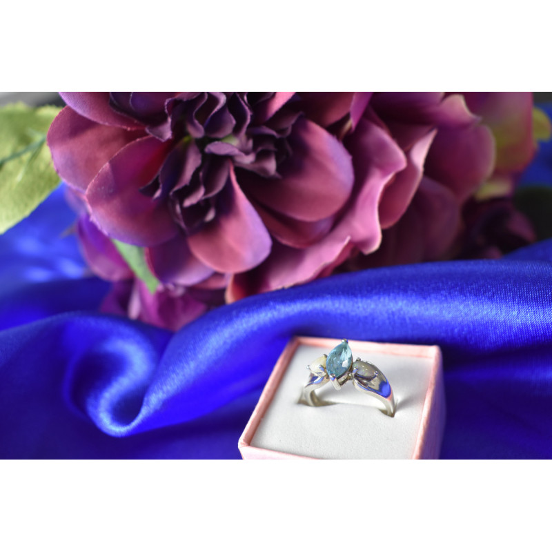 Sky Jewelry Серебряное кольцо с Опалом и Топазом