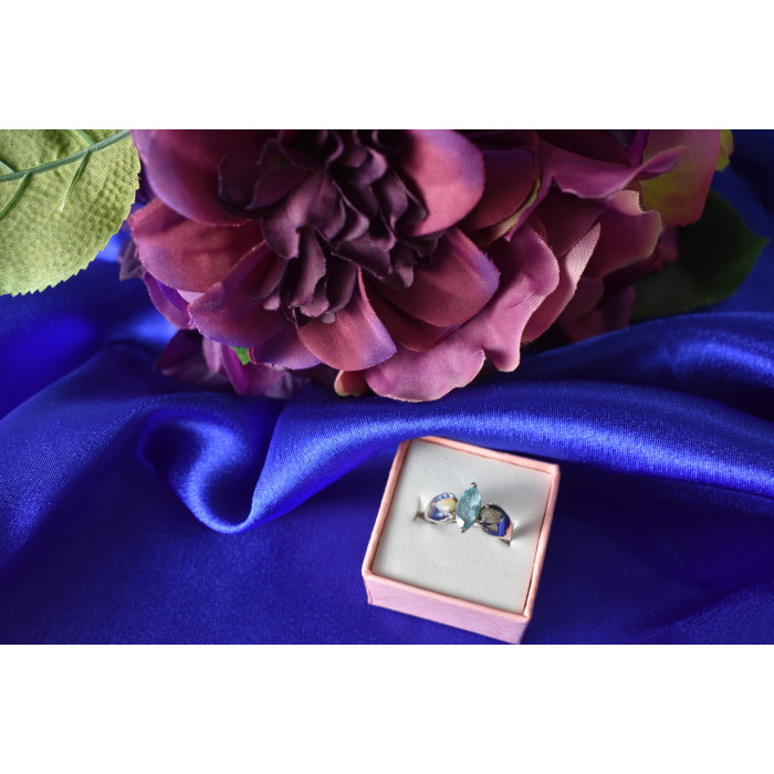 Sky Jewelry Серебряное кольцо с Опалом и Топазом