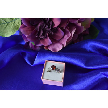 Sky Jewelry Серебряное кольцо 925 проба с Гранатом и фианитами