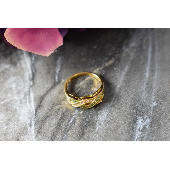 Sky Jewelry Серебряное кольцо в позолоте с Изумрудом и фианитами