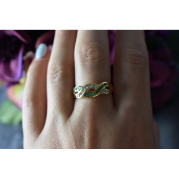 Sky Jewelry Серебряное кольцо в позолоте с Изумрудом и фианитами