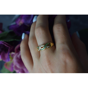 Sky Jewelry Серебряное кольцо в позолоте с Изумрудом и фианитами