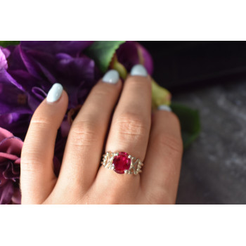 Sky Jewelry Серебряное кольцо с камнем розовая Шпинель