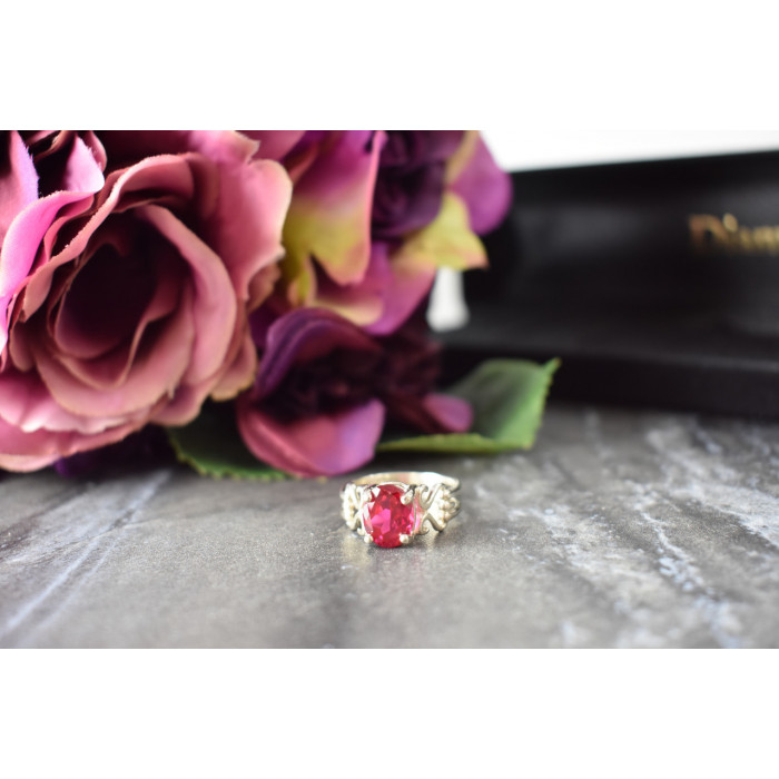 Sky Jewelry Серебряное кольцо с камнем розовая Шпинель