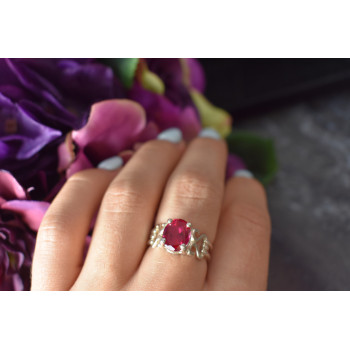 Sky Jewelry Серебряное кольцо с камнем розовая Шпинель