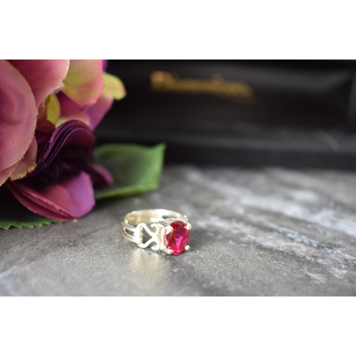 Sky Jewelry Серебряное кольцо с камнем розовая Шпинель