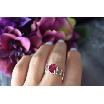 Sky Jewelry Серебряное кольцо с камнем розовая Шпинель