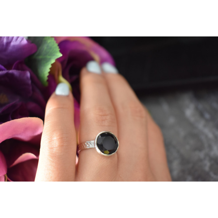 Sky Jewelry Серебряное кольцо с Черным Нефритом 925 проба