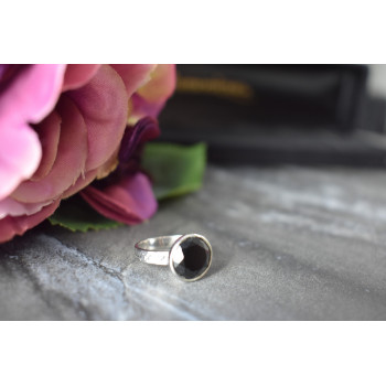 Sky Jewelry Серебряное кольцо с Черным Нефритом 925 проба