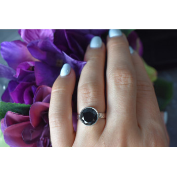 Sky Jewelry Серебряное кольцо с Черным Нефритом 925 проба