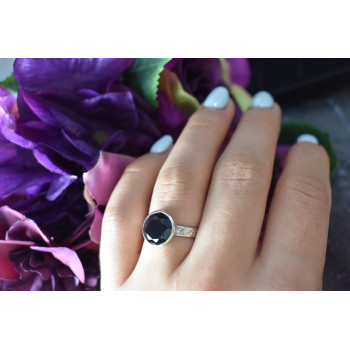 Sky Jewelry Серебряное кольцо с Черным Нефритом 925 проба