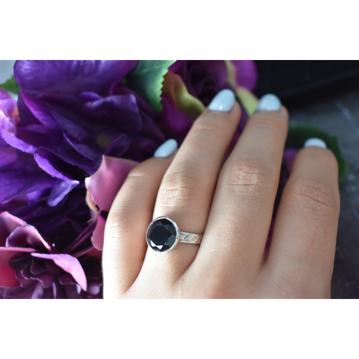 Sky Jewelry Серебряное кольцо с Черным Нефритом 925 проба