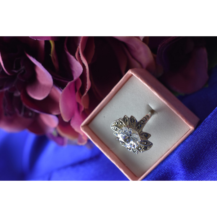 Sky Jewelry Серебро 925 пробы Кольцо с Фианитом и Марказитом