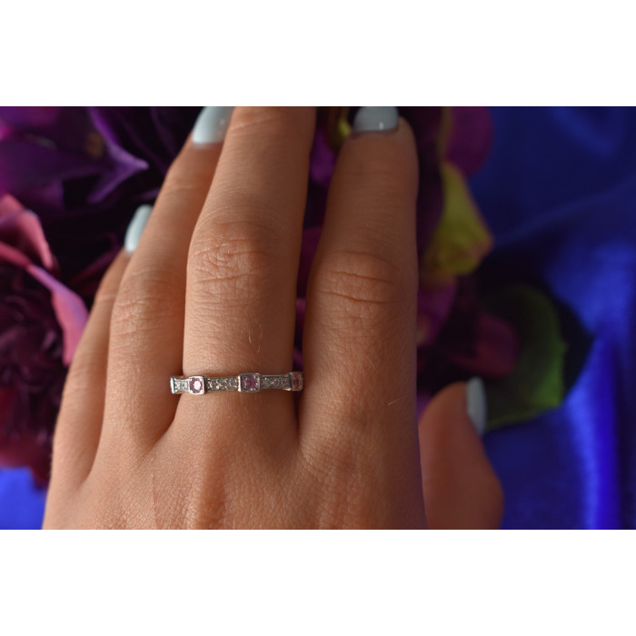 Sky Jewelry Серебряное кольцо 925 проба с розовыми и белыми Фианитами