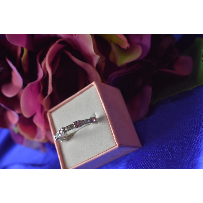 Sky Jewelry Серебряное кольцо 925 проба с розовыми и белыми Фианитами