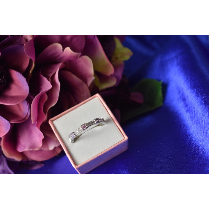 Sky Jewelry Серебряное кольцо 925 проба с розовыми и белыми Фианитами