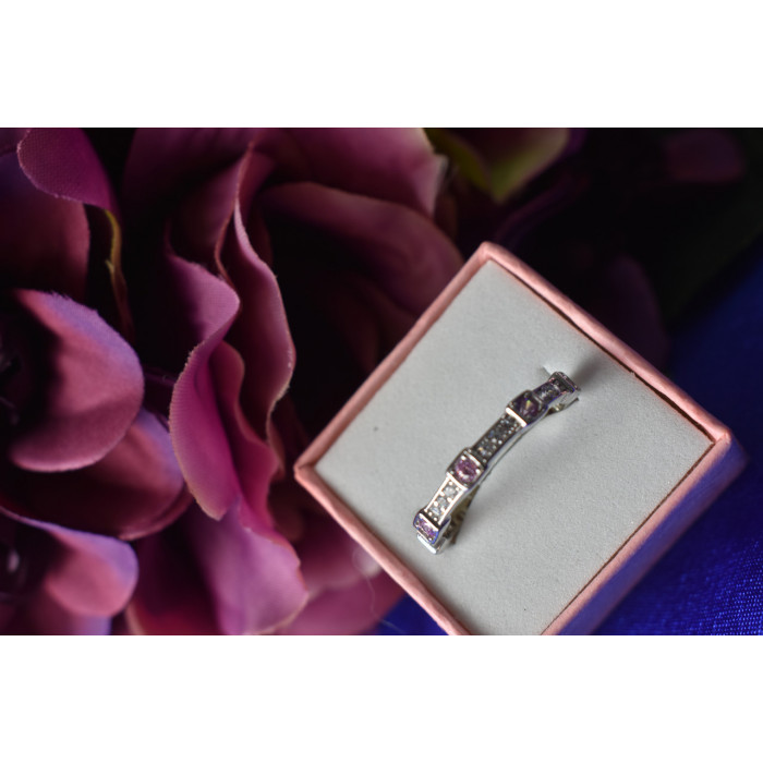 Sky Jewelry Серебряное кольцо 925 проба с розовыми и белыми Фианитами
