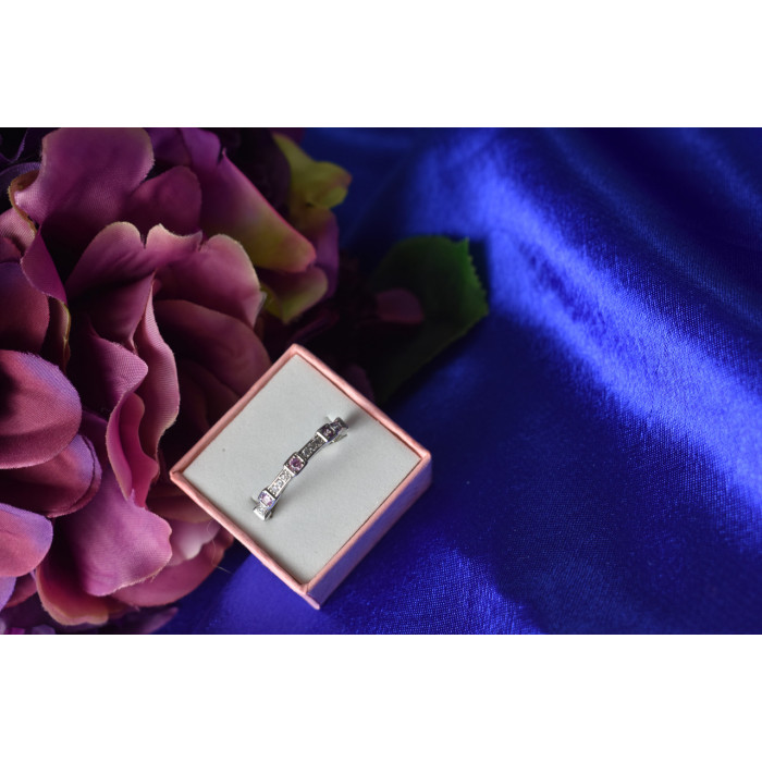 Sky Jewelry Серебряное кольцо 925 проба с розовыми и белыми Фианитами