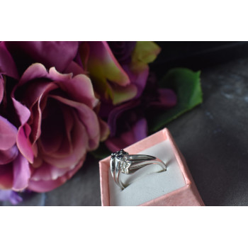 Sky Jewelry Серебряное кольцо с Синей и Бесцветной Шпинелью *Цветы