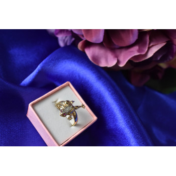 Sky Jewelry Золотое кольцо 14К (585 проба) с бриллиантами и рубинами *Жабка*