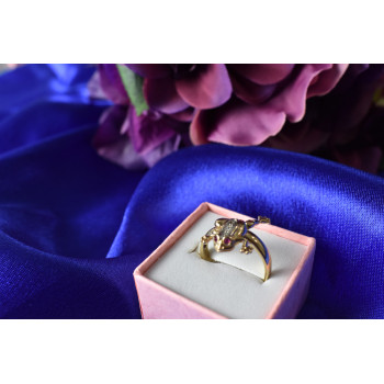 Sky Jewelry Золотое кольцо 14К (585 проба) с бриллиантами и рубинами *Жабка*