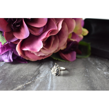 Sky Jewelry Серебряное кольцо 925 пробы с темно-синей Шпинелью и фианитами