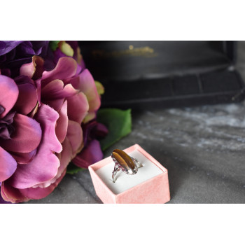 Sky Jewelry Серебряное кольцо с камнем Тигровый Глаз