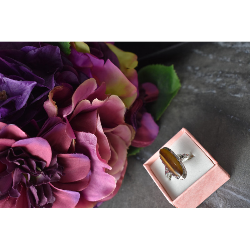 Sky Jewelry Серебряное кольцо с камнем Тигровый Глаз