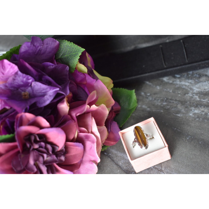 Sky Jewelry Серебряное кольцо с камнем Тигровый Глаз