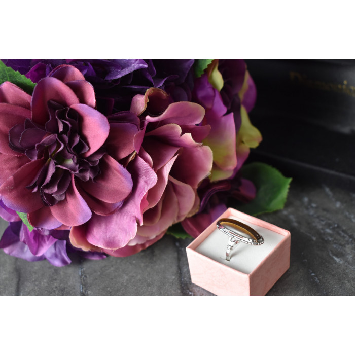 Sky Jewelry Серебряное кольцо с камнем Тигровый Глаз