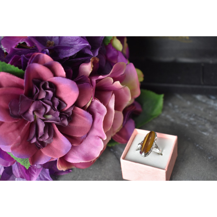 Sky Jewelry Серебряное кольцо с камнем Тигровый Глаз