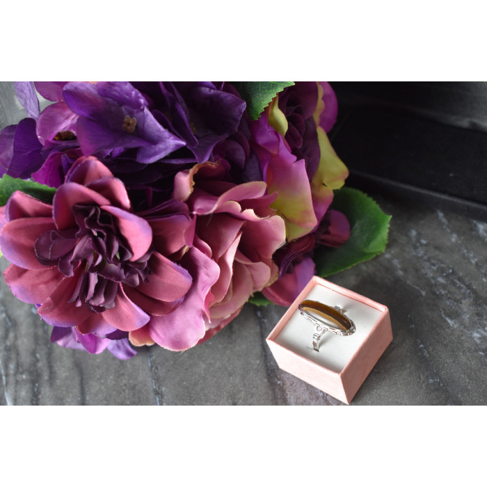 Sky Jewelry Серебряное кольцо с камнем Тигровый Глаз