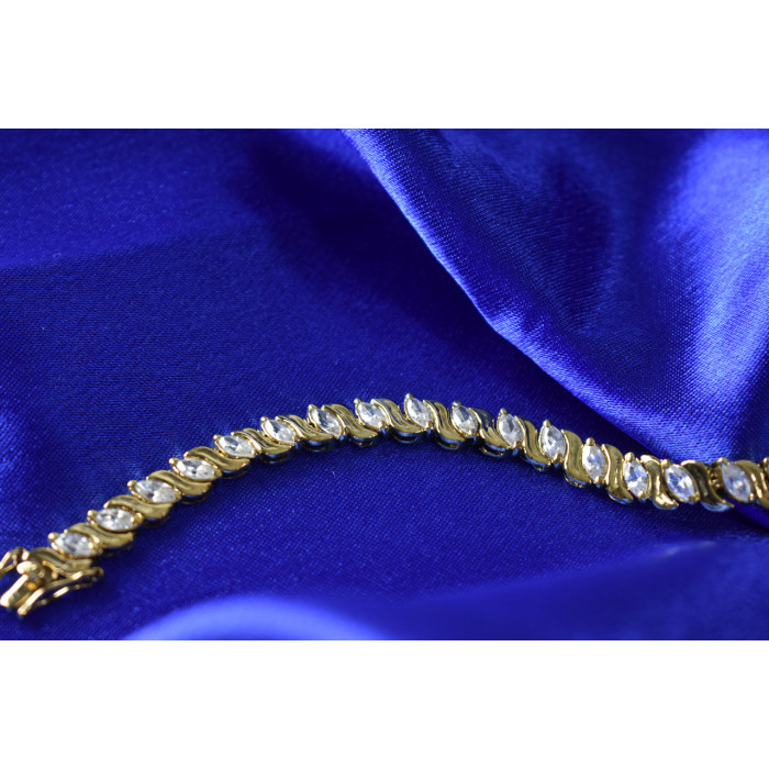 Sky Jewelry Серебряный браслет в позолоте  с фианитами