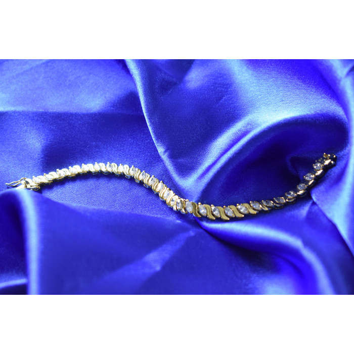 Sky Jewelry Серебряный браслет в позолоте  с фианитами