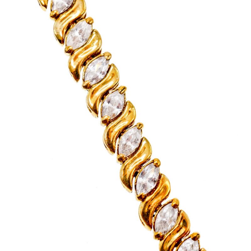 Sky Jewelry Серебряный браслет в позолоте  с фианитами