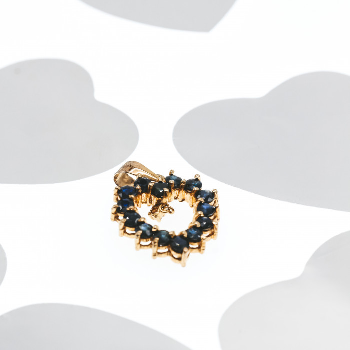 Sky Jewelry Золотой кулон с камнями  Сапфир и бриллиантом