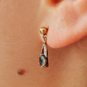 Sky Jewelry Золотые серьги 18 К (750 проба) с топазом и бриллиантами