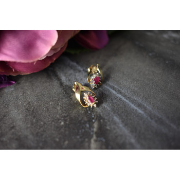 Sky Jewelry Золотые серьги 10К (417 проба ) с  Рубином и Бриллиантами