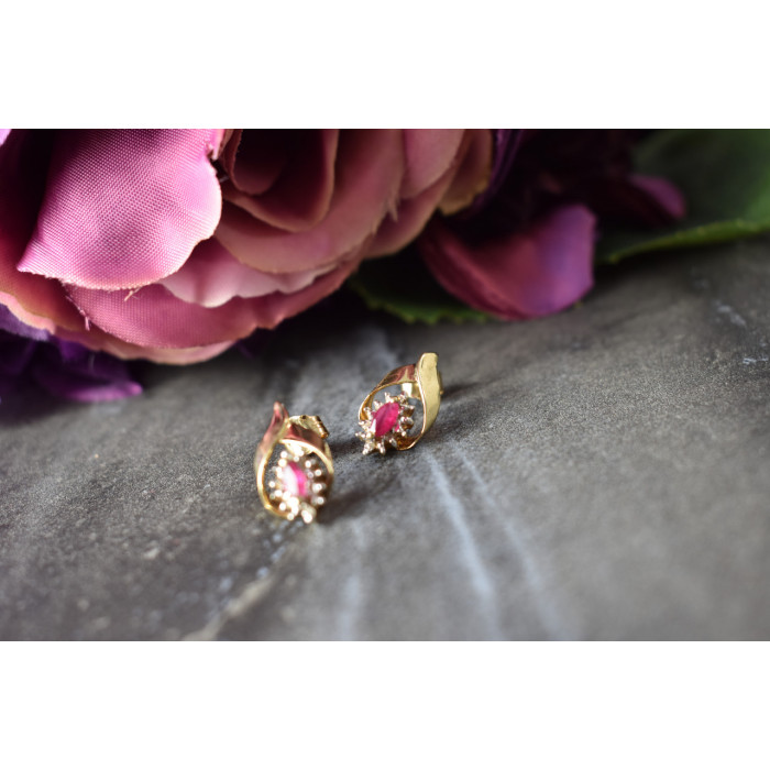 Sky Jewelry Золотые серьги 10К (417 проба ) с  Рубином и Бриллиантами
