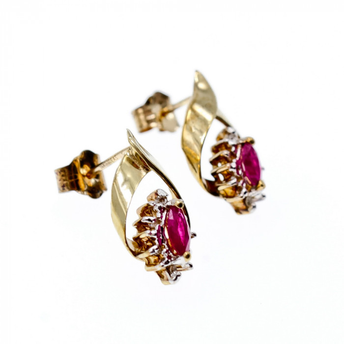 Sky Jewelry Золотые серьги 10К (417 проба ) с  Рубином и Бриллиантами