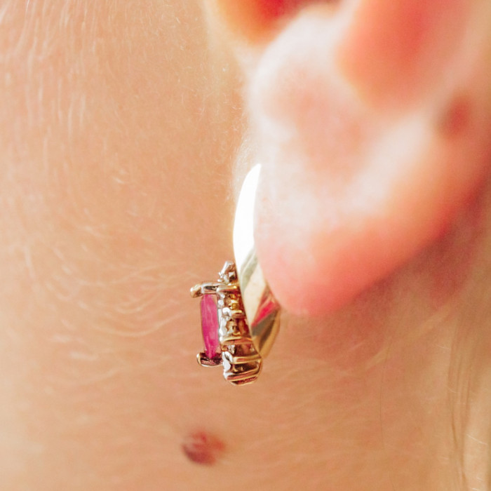Sky Jewelry Золотые серьги 10К (417 проба ) с  Рубином и Бриллиантами