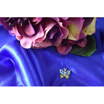 Sky Jewelry Золотой кулон 14К (585 проба)  с Топазом Перидотом и бриллиантами *Бабочка*