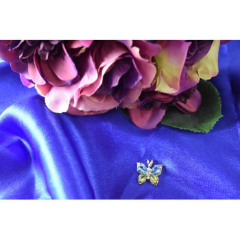 Sky Jewelry Золотой кулон 14К (585 проба)  с Топазом Перидотом и бриллиантами *Бабочка*