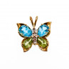Sky Jewelry Золотой кулон 14К (585 проба)  с Топазом Перидотом и бриллиантами *Бабочка*
