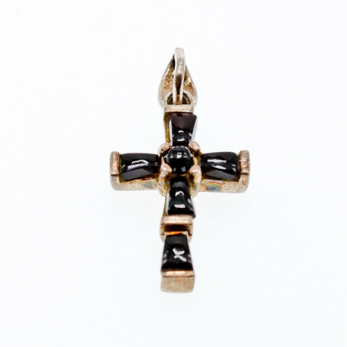 Sky Jewelry Серебряный крестик с Черным Агатом 925 проба