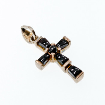 Sky Jewelry Серебряный крестик с Черным Агатом 925 проба