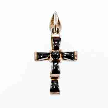 Sky Jewelry Серебряный крестик с Черным Агатом 925 проба